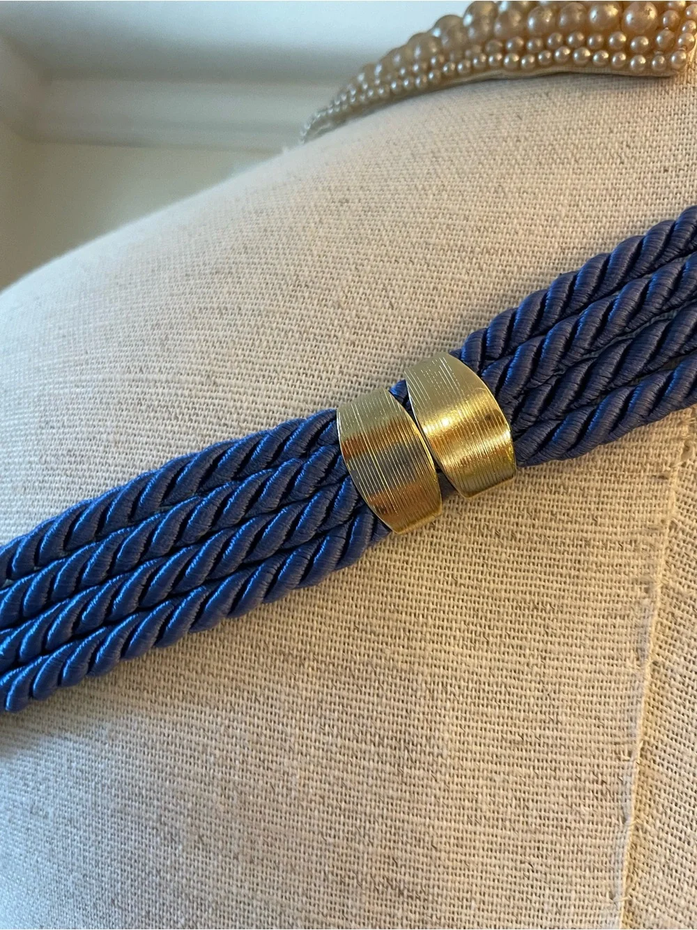 Vintage Silk Cord Belt with Gold Clasp Hardware Made in Italy
